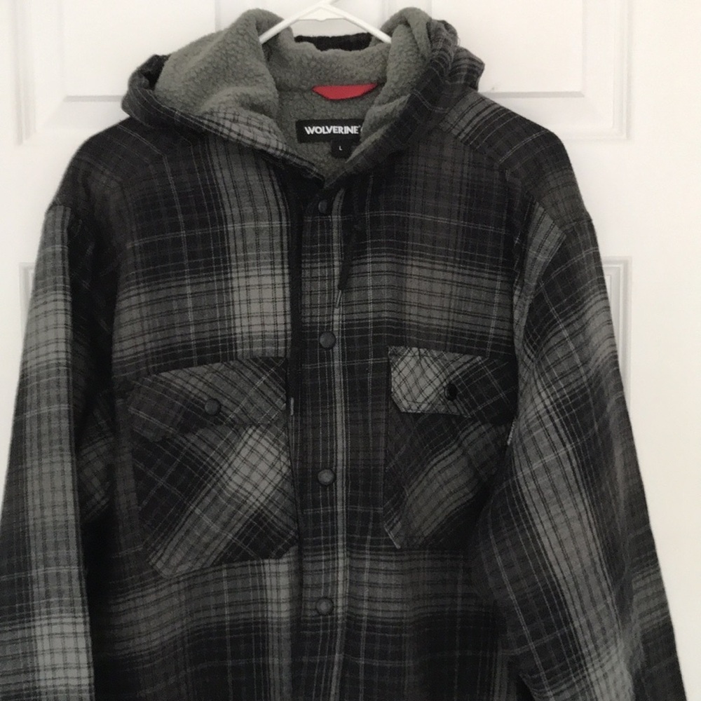 Wolverine Plaid Button-Up Hooded Shacket